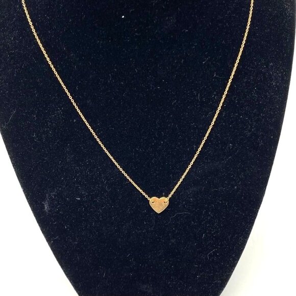 Stella & Dot Gold Heart Charm Necklace 925 Gold Plated Delicate Feminine - Picture 2 of 12